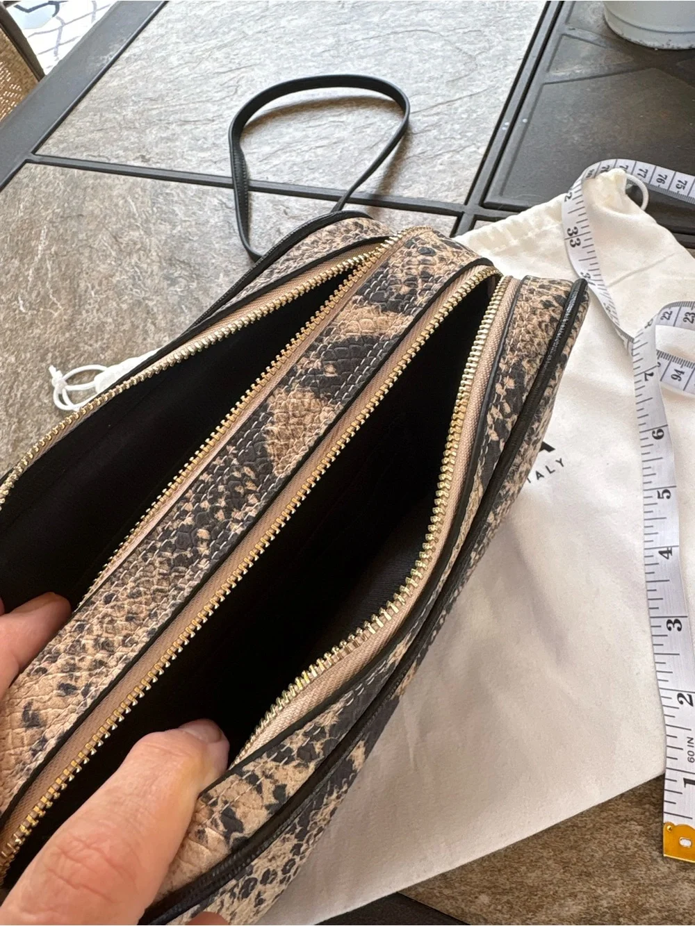 Furla Black & Beige Python-Print Crossbody Bag